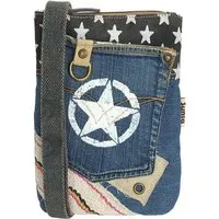 Sunsa Sunsa Damen Handy Tasche kleine vegane Umhängetasche aus recycelte Jeans & Canvas – Produktbild 1 von 1