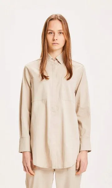 KnowledgeCotton Apparel KnowledgeCotton Apparel Damen Workerbluse "JUNIPER" aus Tencel, Farbe Feather Gray – Produktbild 1 von 4