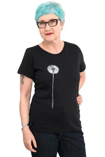 Hirschkind Hirschkind Fair-Trade-Frauenshirt "Pusteblume" - Made in Kenia -, Schwarz, – Produktbild 1 von 3