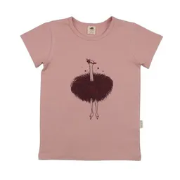 Walkiddy Walkiddy T-Shirt Altrosa Strauße-Frontprint Bio-Baumwolle GOTS – Produktbild 1 von 1
