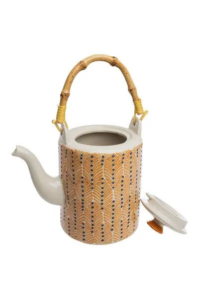 Tranquillo Tranquillo Teekanne MIIX'N'MATCH – Steinzeug & Rattan, Orange, – Produktbild 3 von 5