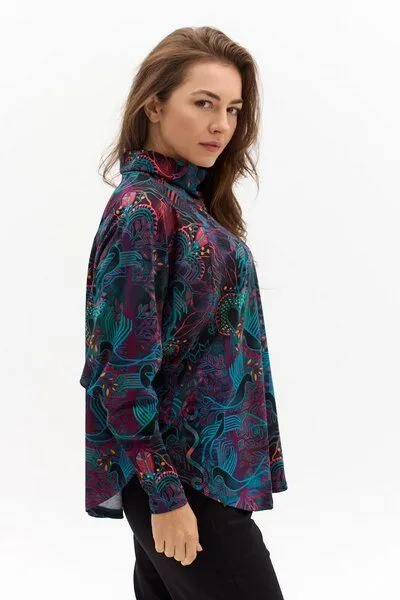 KOKOworld Rollkragenpulli Antigua – Weicher unt loser – Figurfreundlicher – Exklusiver KOKOworld-Print – Fair produziert in Polen, Amanay (mehrfarbig), – Produktbild 4 von 4