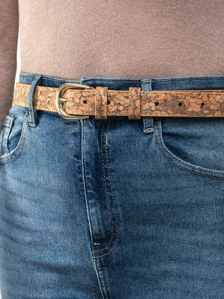 Simaru Simaru Damen Kork Gürtel mit edler Schnalle Veganer Gürtel - Maceio, Beige, – Produktbild 2 von 2