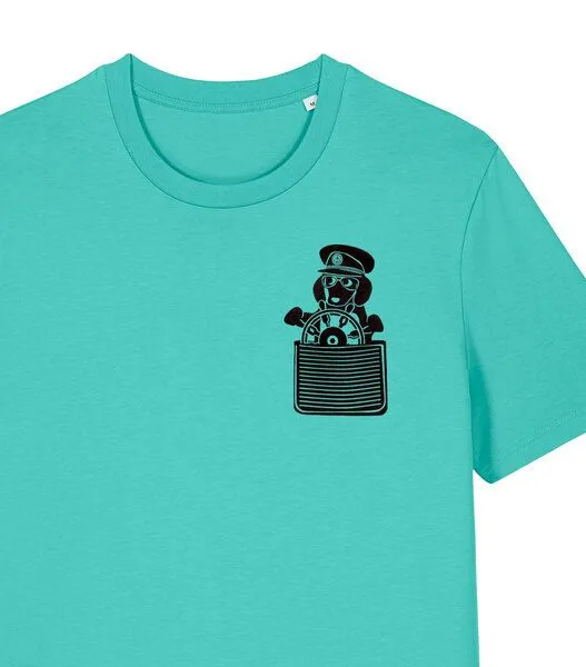päfjes päfjes Dackel / Dackelkapitän Fair Wear Unisex BioT-Shirt, Blau, – Produktbild 1 von 4