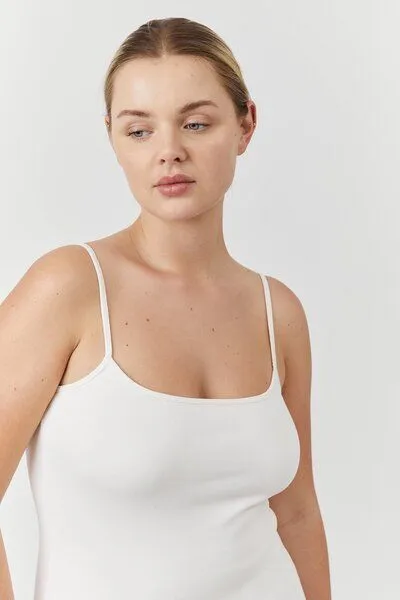 The Slow Label The Slow Label Hochwertiges Tank Top aus festem Baumwollstoff, Ecru, – Produktbild 3 von 4
