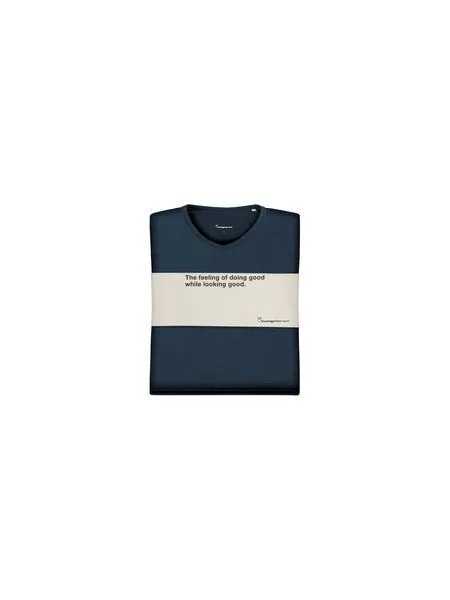 KnowledgeCotton Apparel KnowledgeCotton Apparel 3-Pack Basic T-Shirts mit V-Ausschnitt aus Bio-Baumwolle, Blau (total eclipse), – Produktbild 1 von 1