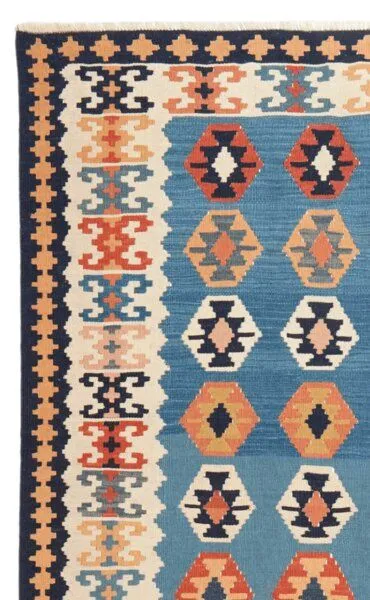 Rugtales Kelim Gashgai Old Rugtales aus Schurwolle, Blau, – Produktbild 4 von 4