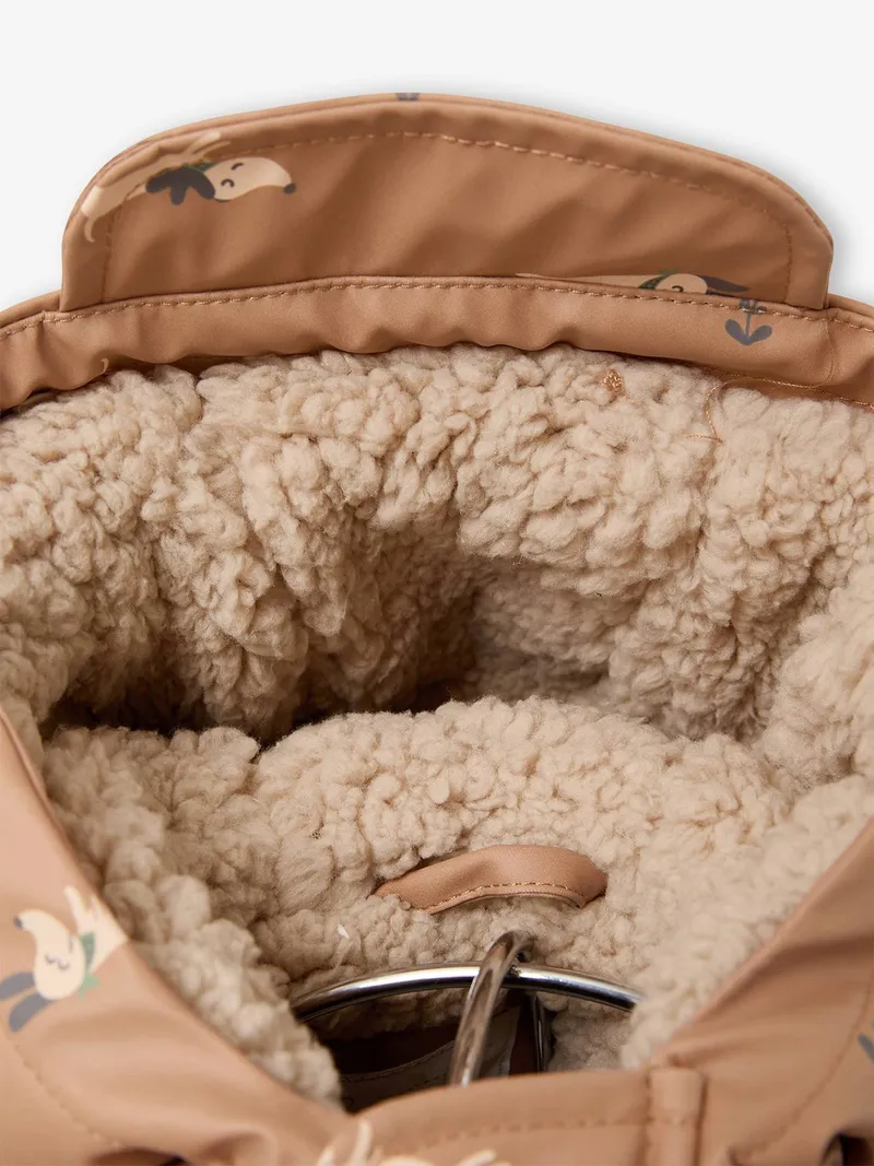 Vertbaudet Baby Regenjacke mit Kapuze und Teddyfleece-Futter hunde, Hellbraun hunde, – Produktbild 4 von 4