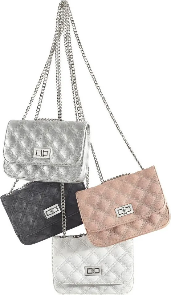 Lascana Lascana Umhängetasche Minibag, Schultertasche, Henkeltasche, Crossbody Bag, Handtasche Damen zum Umhängen, mit Kettenhenkel, Weiß, – Produktbild 5 von 5
