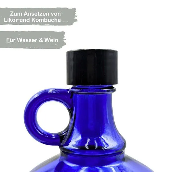 mikken mikken Große blaue Gallone 2 Liter Glasflasche / Wasserflasche mit Deckel – Produktbild 4 von 5