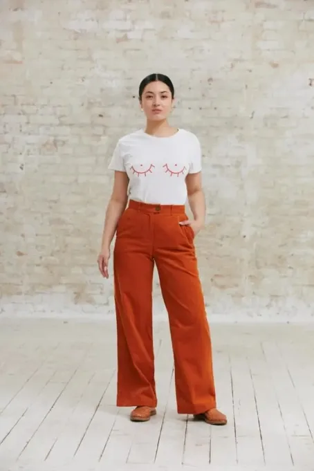 Jyoti - Fair Works Jyoti - Fair Works Damen vegan Hose Suhrutam Bernstein, Dunkelorange, – Produktbild 2 von 2