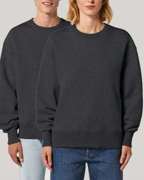 YTWOO YTWOO Lässiges Sweatshirt in Bio-Qualität, Pullover, Sweater, Unisex, Dunkelgrau meliert, – Produktbild 2 von 3