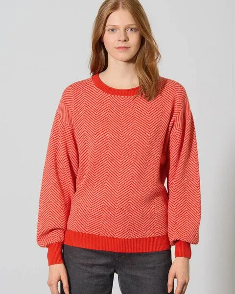 HempAge Hempage Moderner Jacquard Pullover Hanf/Biobaumwolle, Brick(orange), – Produktbild 2 von 4