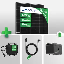 Growatt 1860W Balkonkraftwerk mit Speicher 2 kWh | Growatt NEO 800W WiFi | Mini PV Anlage Steckdose | Black Frame Solarmodule – Produktbild 1 von 1