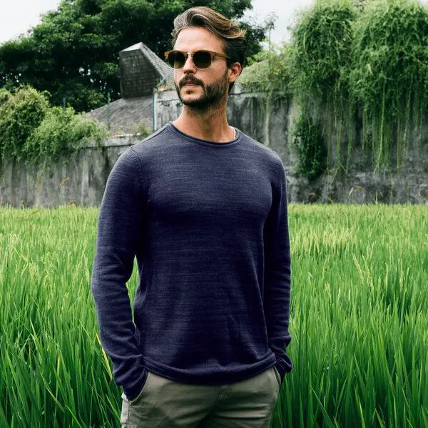 The Driftwood Tales The Driftwood Tales Basic-Strickpullover - Herren Pullover - Driftwood Tales - aus Bio-Baumwolle, Marin blau, – Produktbild 3 von 4