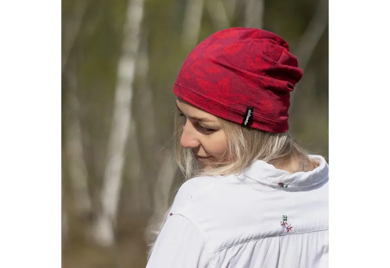 alpengoa Beanie Baumwoll Mütze Modell Leaf, Rot, – Produktbild 3 von 5