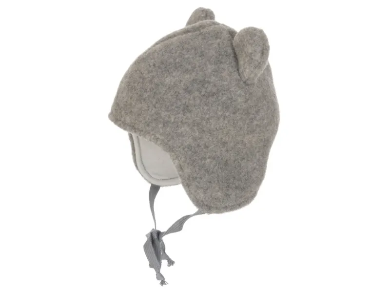 Pickapooh Pickapooh Baby und Kinder Mütze mit Öhrchen Bio-Merinowolle Fleece grau Gr. 48, Grau, – Produktbild 1 von 2
