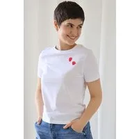 Kultgut Kultgut Artdesign - Biofair- Flauschiges Femin Shirt / Strawberrys, Weiß, – Produktbild 1 von 1