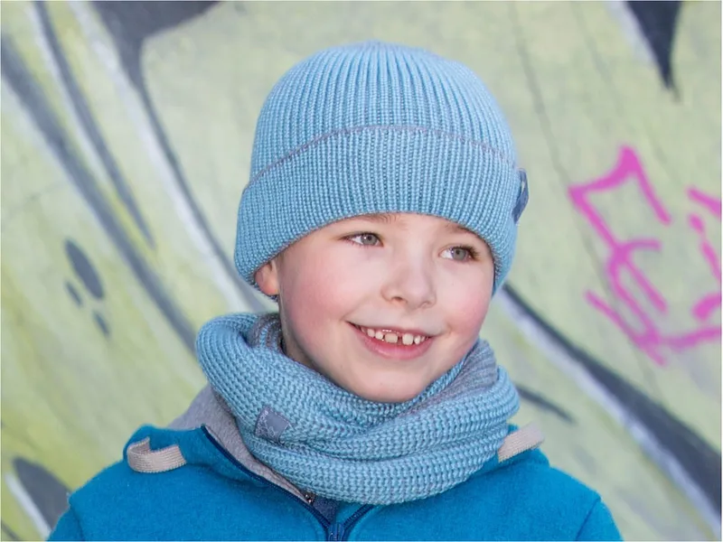 Pickapooh Pickapooh Kinder Mütze "Walter" Bio Schurwolle blau-grau Gr.1 (48-50), Blau, mehrfarbig, – Produktbild 2 von 2