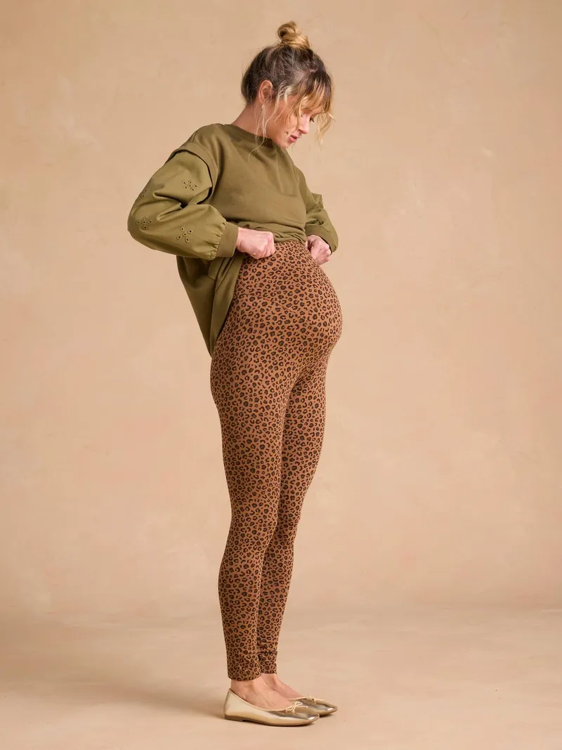 Envie De Fraise Umstands-Leggings mit Leo-Print ENVIE DE FRAISE, Beige/leo, – Produktbild 2 von 4