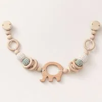 NoniKids Berlin NoniKids Berlin Kinderwagenkette Holz *Elefant* 4 Farben | Bio Baumwolle, Mint | weiss, – Produktbild 1 von 1