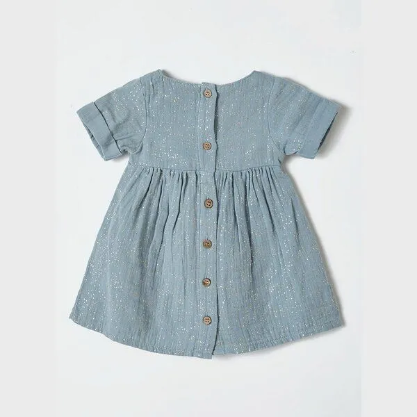 OrganicEra OrganicEra Kurzärmeliges Bio-Musselin-Kleid mit Glitzer – Produktbild 4 von 4