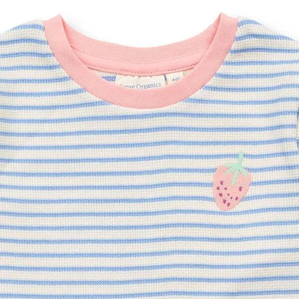 Sense Organics Sense Organics Mädchen Schlafanzug blau-weiß geringelt, Modell JUNIS, Blue, – Produktbild 3 von 4