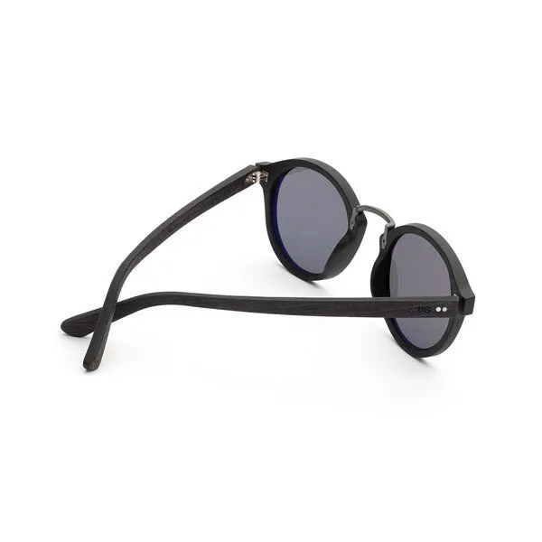 TAKE A SHOT TAKE A SHOT Runde Sonnenbrille aus Holz für Damen und Herren, Schwarz (schwarz / eiche / grau), – Produktbild 3 von 4