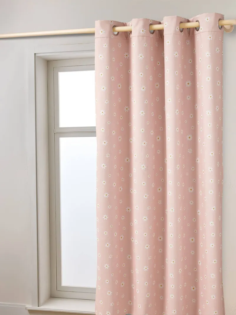 Vertbaudet Thermo-Verdunkelungsvorhang MARGERITEN mit Ösen blickdicht Kinderzimmer hell, Hellrosa, – Produktbild 1 von 4