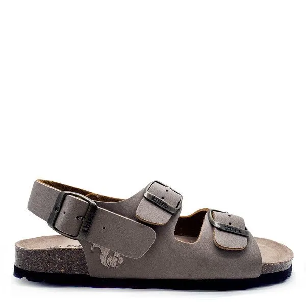 thies Vegane thies ® Eco Bio Backstrap Sandale aus rec. PET mit Kork-Tieffussbett, Elephant grey, – Produktbild 1 von 4