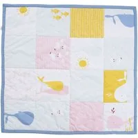 HANS NATUR Krabbeldecke Patchwork Design Wal Maße 95 x 100 cm, Rosa, gelb, mehrfarbig, – Produktbild 1 von 1