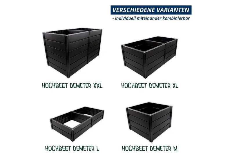 KHW KHW Hochbeet Demeter XXL (Spar-Set), platzsparende Bauweise, erweiterbar, BxTxH: 158x82x92 cm, Grau, – Produktbild 3 von 4