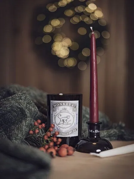 MaBe MaBe Set Kerzenständer & Vase handgefertigtes Upcycling aus der Ginflasche mit dem Affen – Produktbild 3 von 4