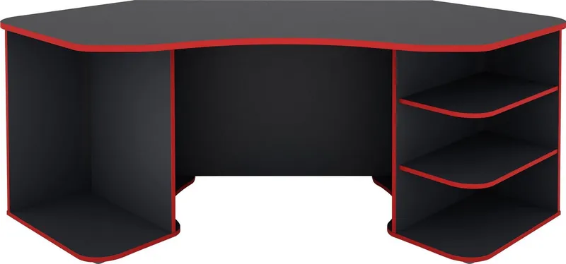 byLIVING Gamingtisch Thanatos, Breite 198 cm, moderner Eckschreibtisch, Grau|rot, – Produktbild 2 von 5