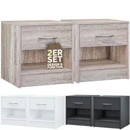 Casaria® Nachttisch Kiel 2er-Set Eiche 41x39x28cm – Produktbild 1 von 1