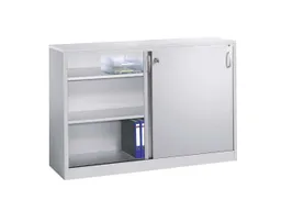 C+P C+P Schiebetürenschrank aus Stahl 160 cm breit lichtgrau T 40 H 100 – Produktbild 1 von 1