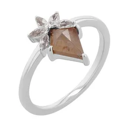 Eppi Eppi Ring mit einem Salt and Pepper Diamanten und weißen Moissaniten Leony – Produktbild 1 von 1
