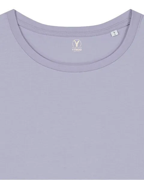 YTWOO YTWOO Damen-Scoop-Neck-T-Shirt aus Bio-Baumwolle, Lila, – Produktbild 4 von 4