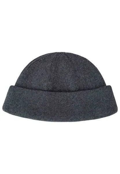 MELA MELA Feinstrick Mütze kurz Style LESH aus 100% Bio-Baumwolle, Anthrazit melange, – Produktbild 1 von 4