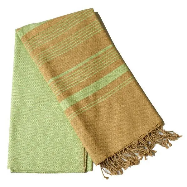 Karawan authentic Karawan authentic Hamamtuch Fouta "sand" aus Biobaumwolle, 100 × 200 cm, Pistaziengrün, – Produktbild 1 von 8