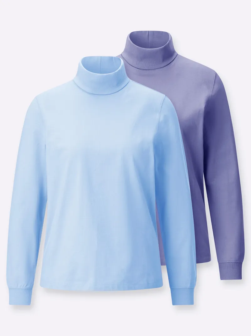 Witt Rollkragenshirt taubenblau + eisblau, Taubenblau + eisblau, – Produktbild 1 von 3