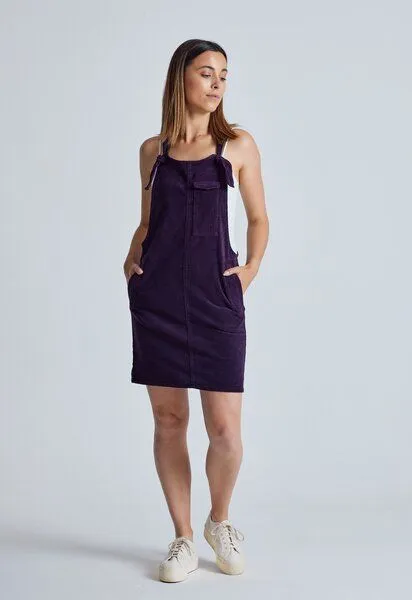 Flax and Loom Flax and Loom Cord Latzkleid Peggy, Aubergine red, – Produktbild 1 von 5