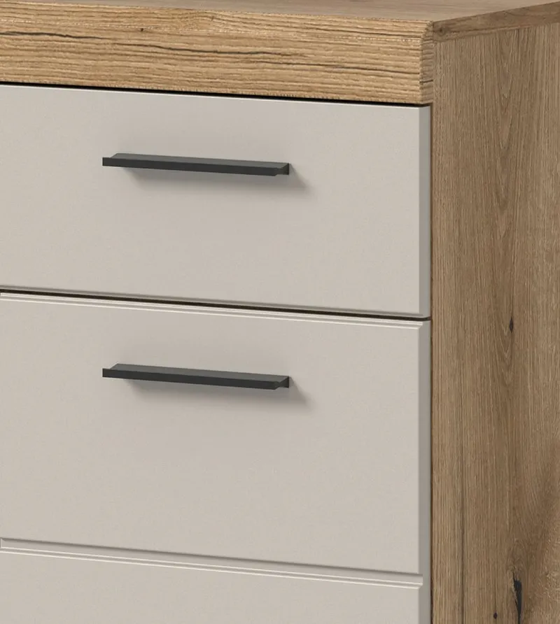 Inn.Furn Badkommode Shawn (Badschrank in Eiche und Sand / Kaschmir, 37 x 88 cm), mit Vollauzug, Beige, – Produktbild 1 von 5