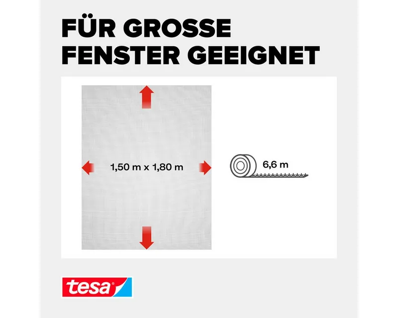 Tesa Tesa Fliegengitter "Standard" für Fenster 150 x 180 cm, Weiß, – Produktbild 6 von 8