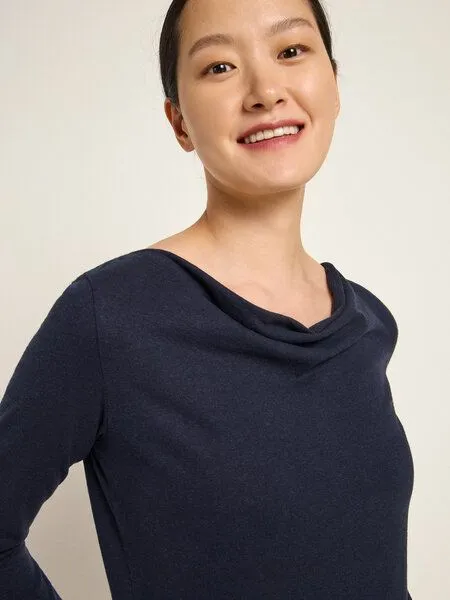 LANIUS LANIUS Wasserfallshirt (OCS) aus Hanf und Bio-Baumwolle, Midnight, – Produktbild 4 von 4