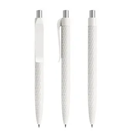 prodir prodir® Druckkugelschreiber QS01 PMP Push, blaue Mine, weiß/silber satiniert, Weiß / silber, – Produktbild 1 von 1