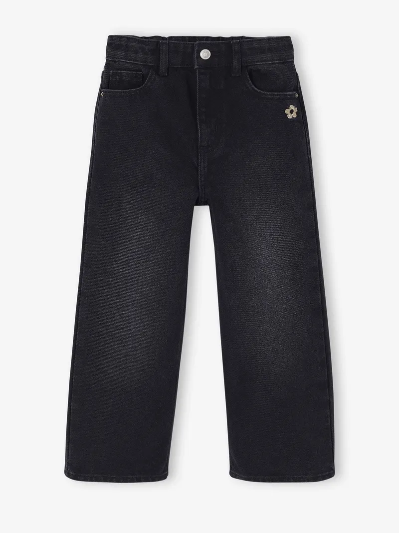 Vertbaudet Vertbaudet Weite Mädchen Jeans mit Dehnbund, Schwarz denim, – Produktbild 3 von 3
