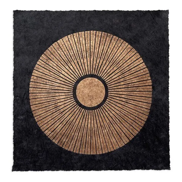 Veskor Cassiopeia Veskor Cassiopeia CENTRAL SUN Sonnen Linoldruck | 22 × 22 cm | Kupfer auf Schwarz – Produktbild 1 von 4
