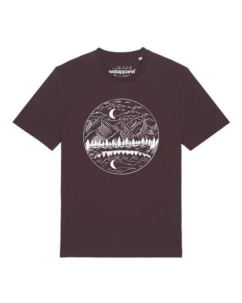 watapparel watapparel T-Shirt Unisex Mountains by night, Red brown, – Produktbild 1 von 2