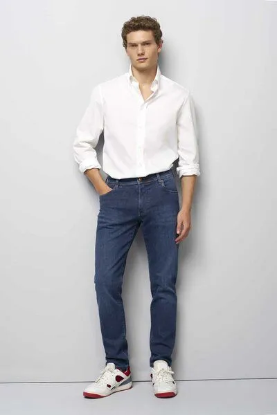 M 5 BY MEYER M 5 BY MEYER STRETCH FIVE POCKET DENIM, Blau (blue stone), – Produktbild 1 von 5
